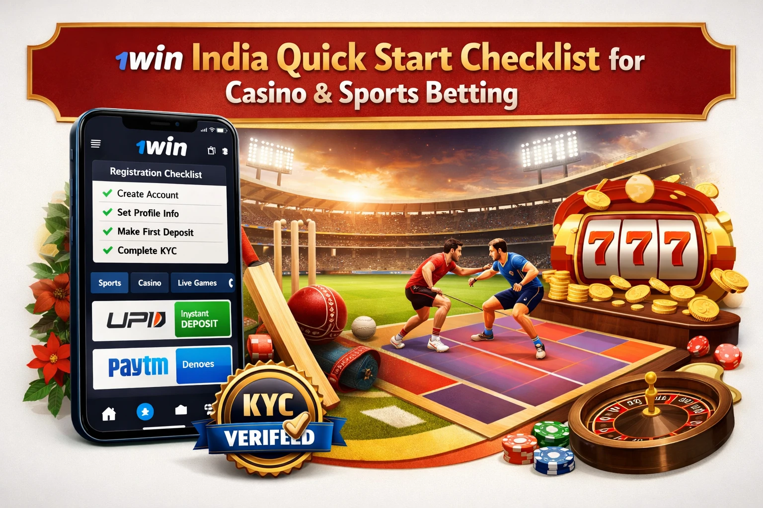 1Win India quick start checklist for casino and sports betting